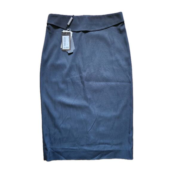 Emporio Armani Dresses & Skirts - NWT Emporio Armani Black Ribbed Pencil Skirt Size 42 Stretch Knee Length Chic